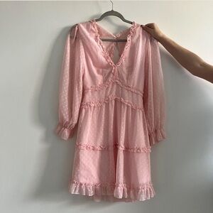 Pink Ruffled Tiered Babydoll Mini Dress